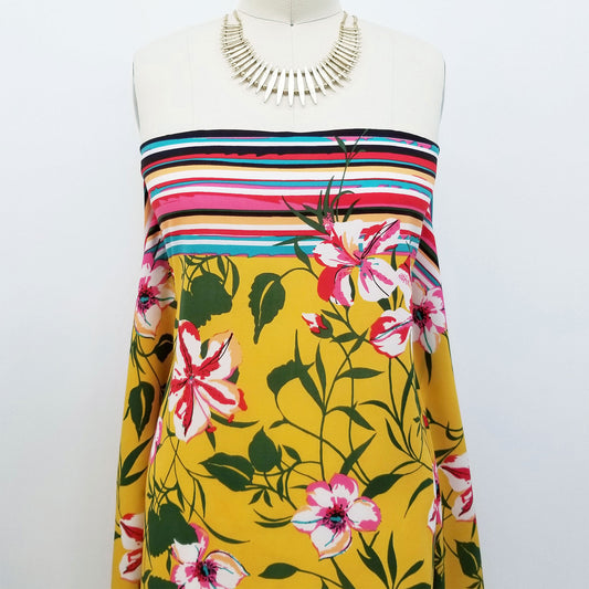 PD-663-734-GOLDEN-MUSTARD-FIESTA - DOUBLE BORDER PRINT WOOL PEACH 100% POLYESTER