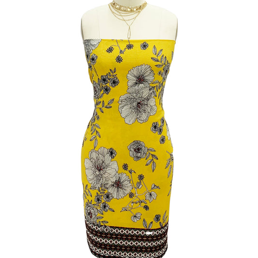 PD-664-586-GOLDEN-MUSTARD-OLIVE - DOUBLE BORDER CREPE CHIFFON 97% POLY 3% SPANDEX