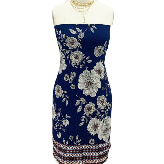 PD-664-586-NAVY-BLUE - DOUBLE BORDER CREPE CHIFFON 97% POLY 3% SPANDEX