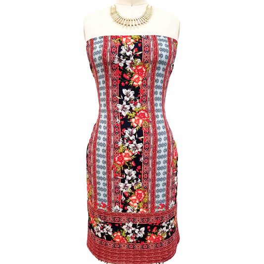 PD-723-586-NAVY-EGGSHELL-BLUE - DOUBLE BORDER CREPE CHIFFON 97% POLY 3% SPANDEX