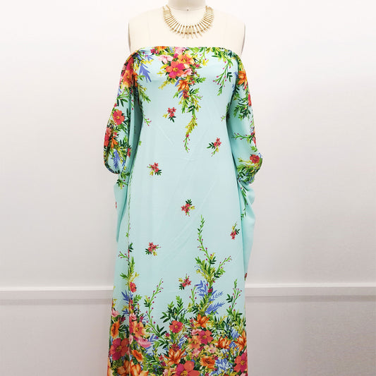 PD-743-586-MINT-PINK - DOUBLE BORDER. CREPE CHIFFON 97% POLY 3% SPANDEX