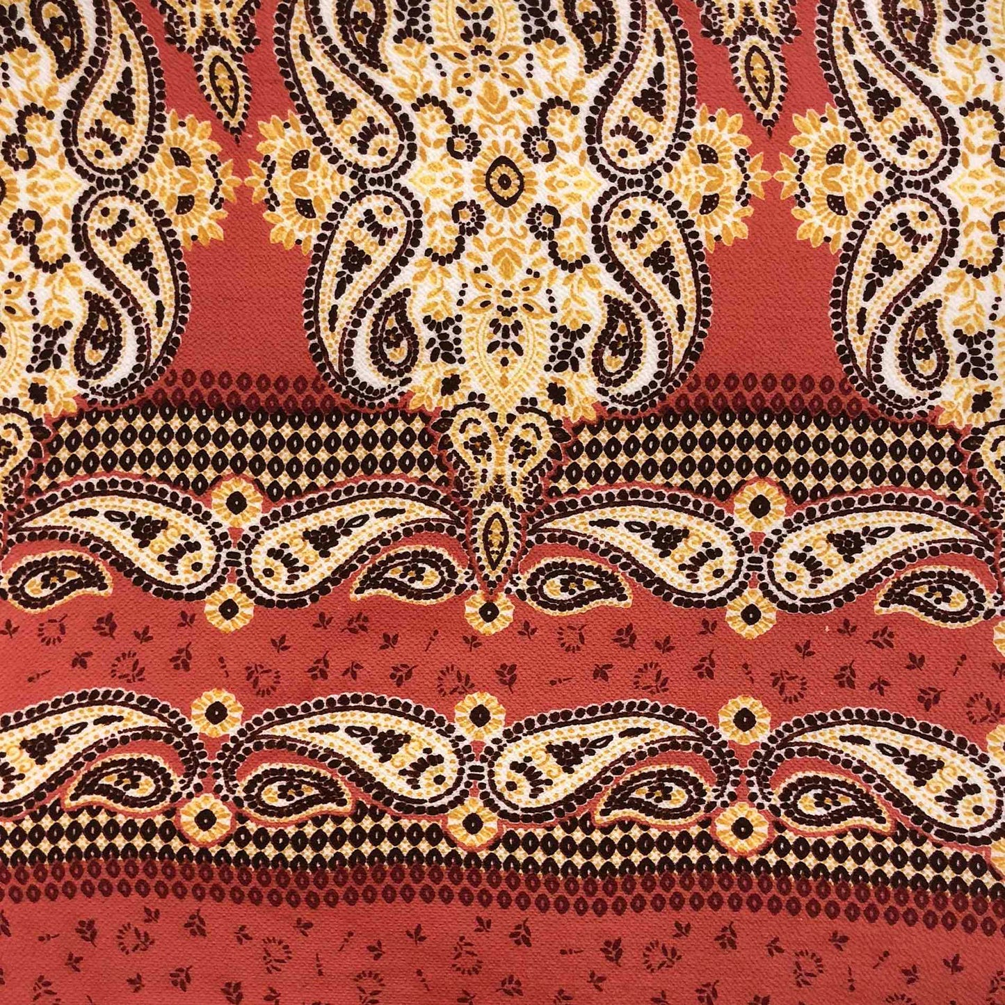 PD-744-586-CAYENNE-PINEAPPLE - DOUBLE BORDER. CREPE CHIFFON 97% POLY 3% SPANDEX