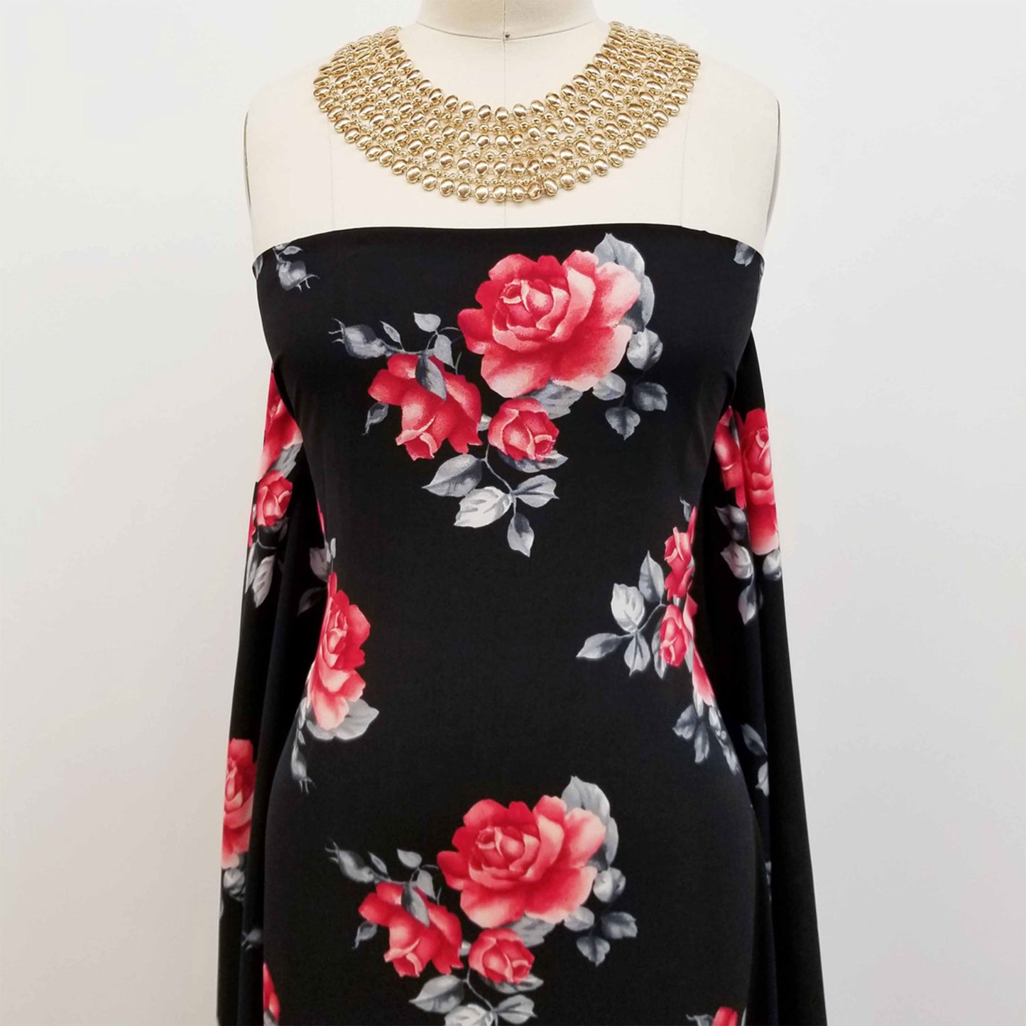 PD-79-734-BLACK-RED - PRINT WOOL PEACH 100% POLYESTER