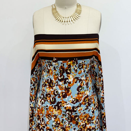 PD-797-586-EGGSHELL-BLUE-OLIVE - DOUBLE BORDER. CREPE CHIFFON 97% POLY 3% SPANDEX