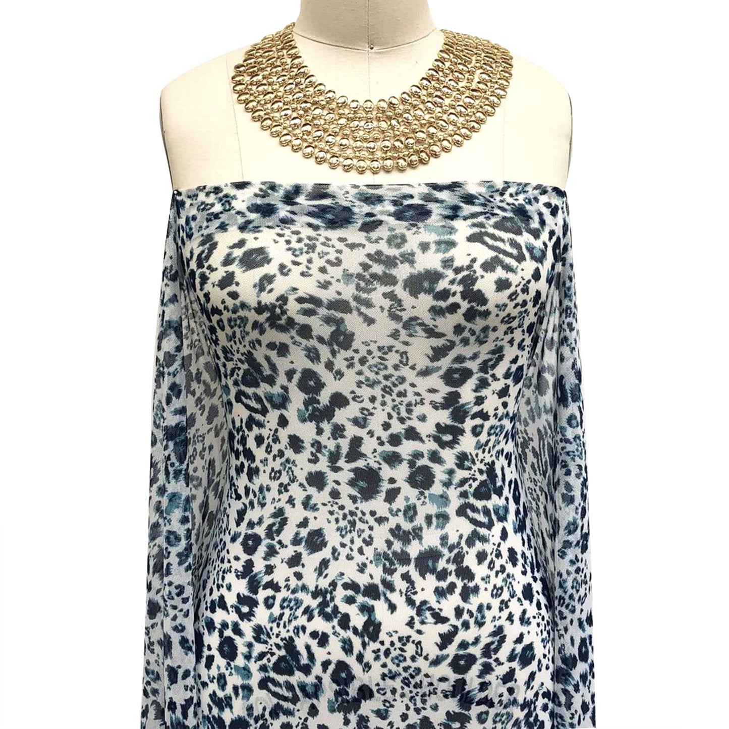 PD-907-453-OFFWHITE-PEACOCK - PRINTED POLY POWER MESH 92%POLY 8%SPANDEX