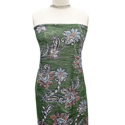 DP-02-596-ARMY-GREEN-SIERRA - PRINTED FRENCH TERRY LOOP 65% RAYON 35% POLY SLUB FLEECE