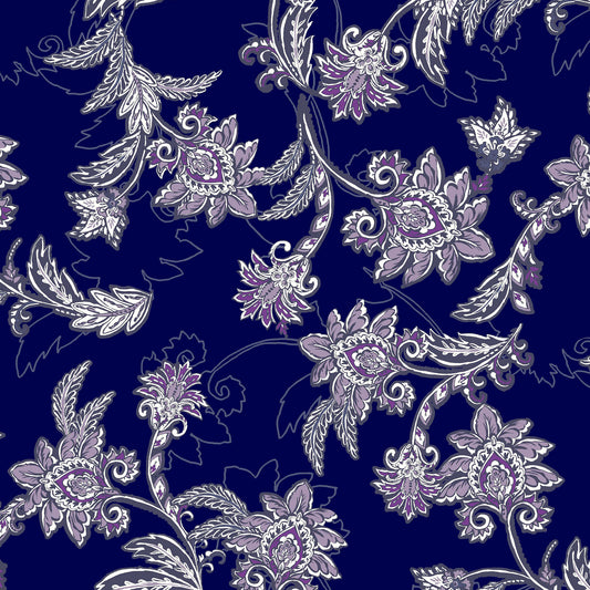 DP-02-596-NAVY-DUSTY-LAVENDER - PRINTED FRENCH TERRY LOOP 65% RAYON 35% POLY SLUB FLEECE