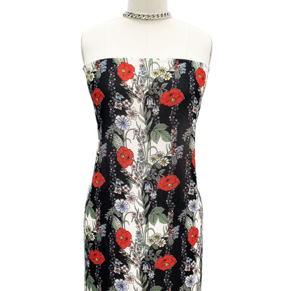 DP-100-B-502-BLACK-RED - PRINTED 100% POLY CHELSEA CHIFFON