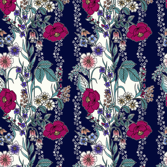 DP-100-B-502-NAVY-FUCHSIA - PRINTED 100% POLY CHELSEA CHIFFON