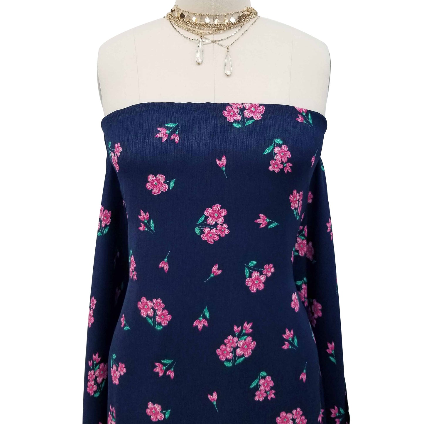 DP-10004-RIND-NAVY-FUCHSIA - PRINTED RIND CREPE SP 100% POLYESTER