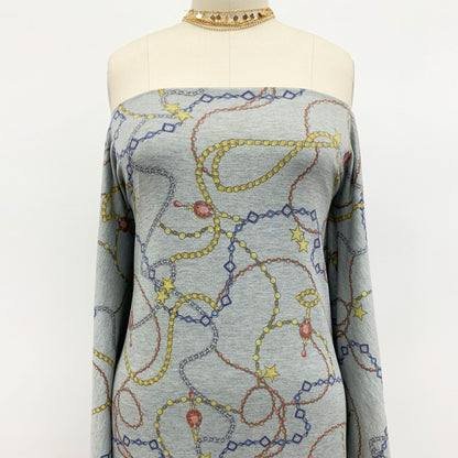 DP-1008-506-HEATHERGREY-CORAL-PRINTED FRENCH TERRY 63%POLY  33%RAYON  4% SPANDEX