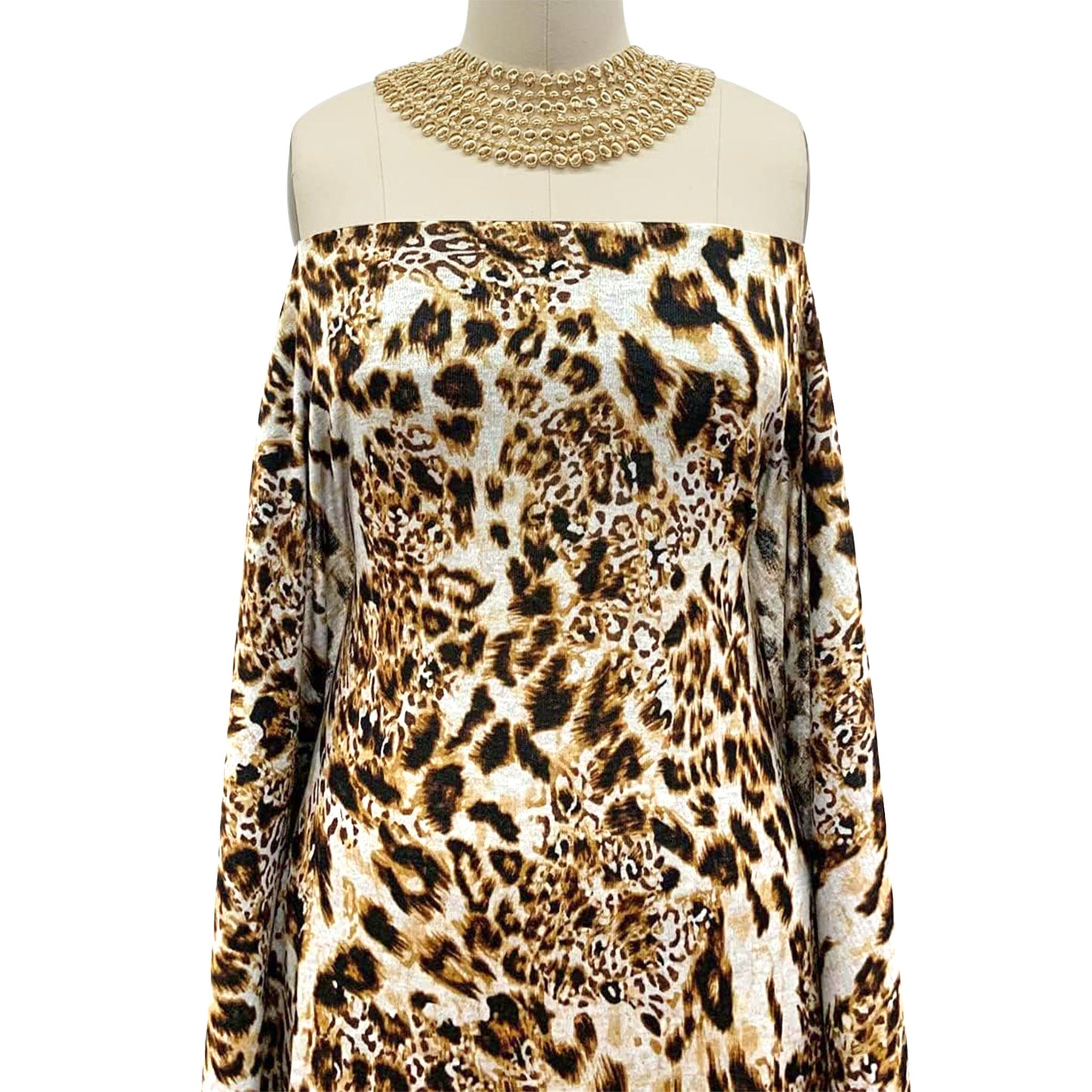 DP-1011-756-HC-OFFWHITE-GOLDEN-BROWN - PRINTED HACCI BRUSHED 97% POLY 3% SPANDEX