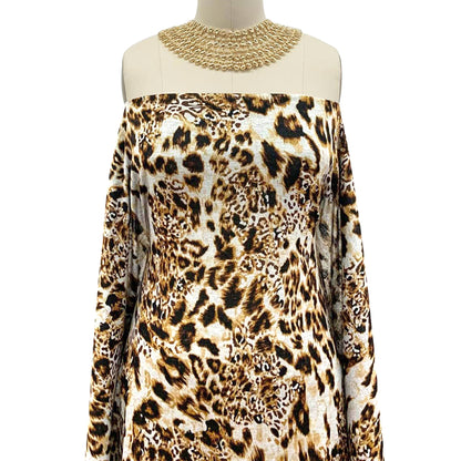 DP-1011-756-HC-OFFWHITE-GOLDEN-BROWN - PRINTED HACCI BRUSHED 97% POLY 3% SPANDEX