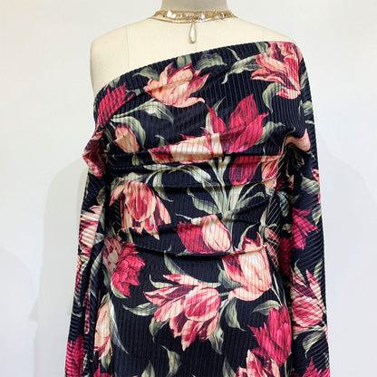 DP-1018-772-BLACK-MAGENTA - 95% POLY 5% SPANDEX VELVET BURNT-OUT RIB