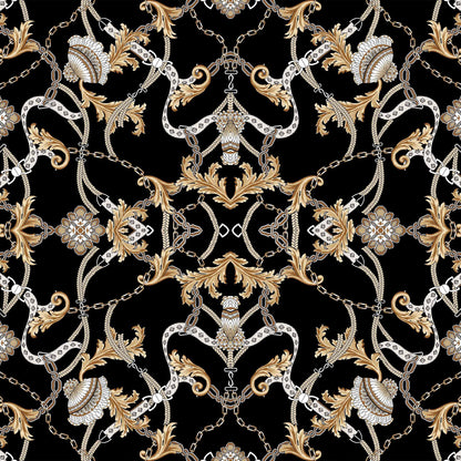 DP-1019-703-BLACK-TOAST - PRINTED TWIST CREPE 92% POLY 8% SPANDEX