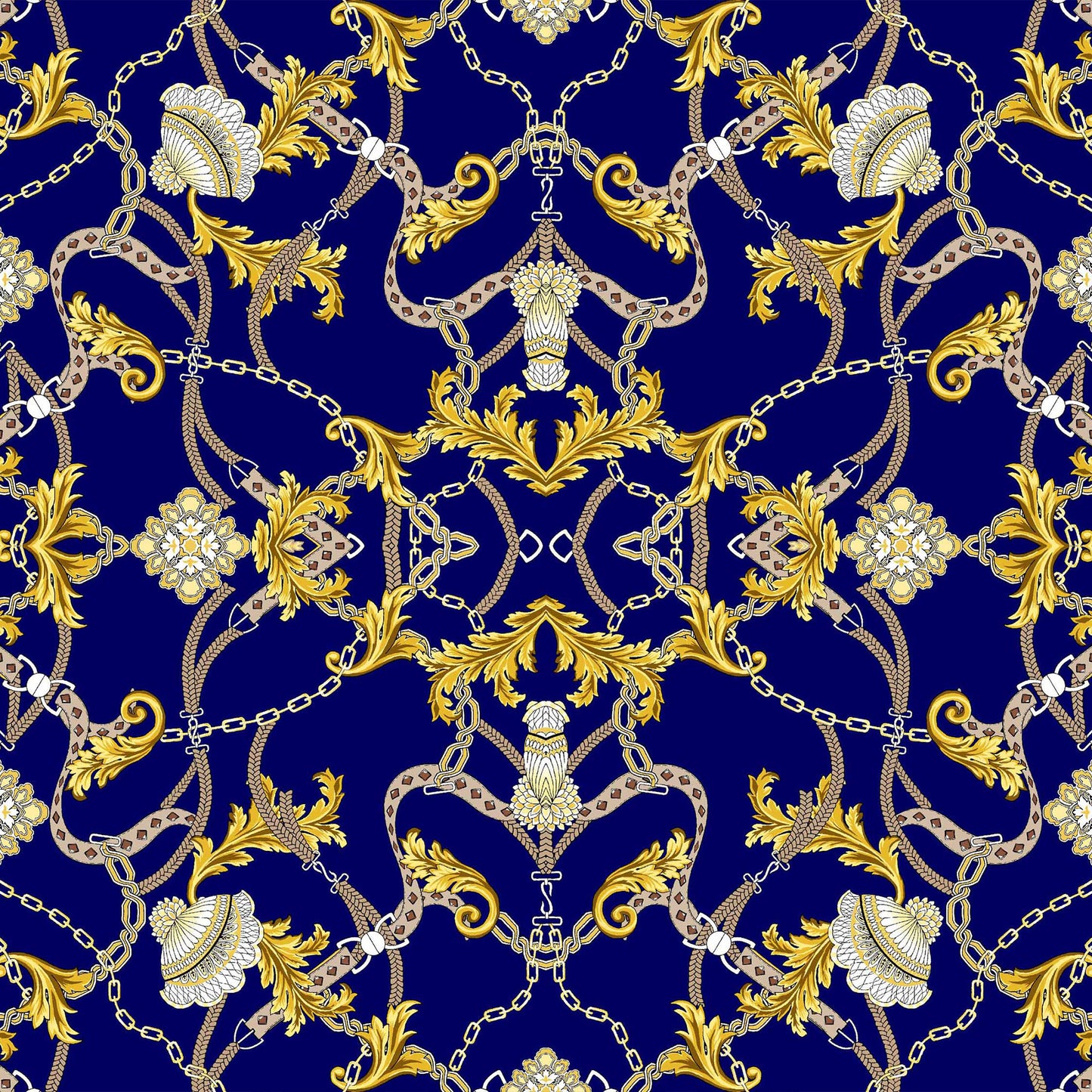 DP-1019-703-NAVY-GOLD - PRINTED TWIST CREPE 92% POLY 8% SPANDEX