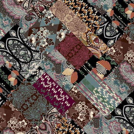 DP-1021-754-BROWN-BURGUNDY-SLATE-BLUE - PRINTED POLY MOROCCAN 100% POLY