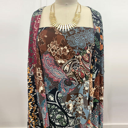 DP-1021-754-BROWN-BURGUNDY-SLATE-BLUE - PRINTED POLY MOROCCAN 100% POLY