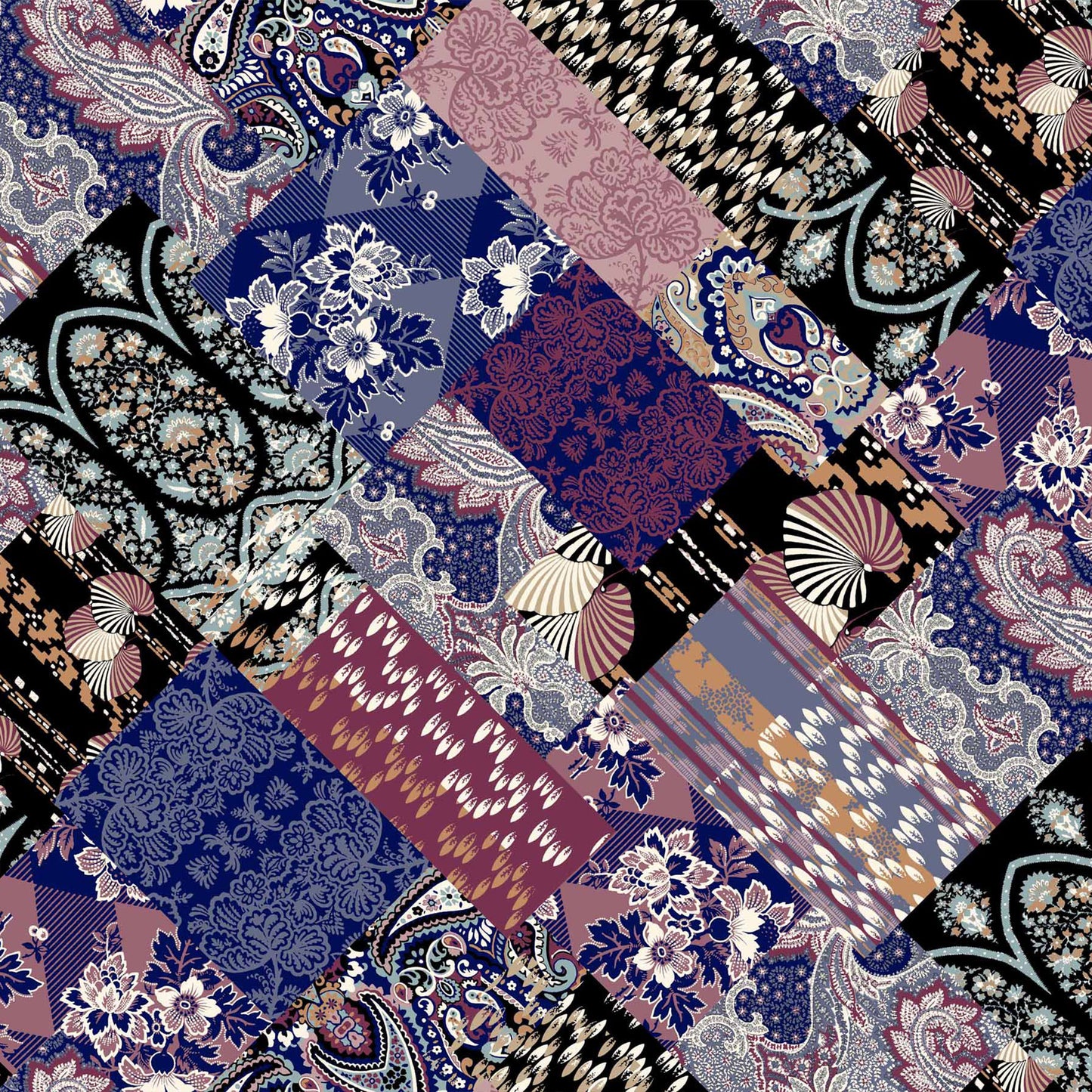 DP-1021-754-NAVY-WINE-MAUVE - PRINTED POLY MOROCCAN 100% POLY