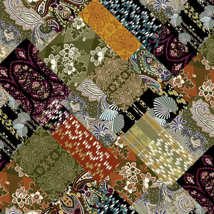 DP-1021-754-OLIVE-RUST-TURQUOISE - PRINTED POLY MOROCCAN 100% POLY