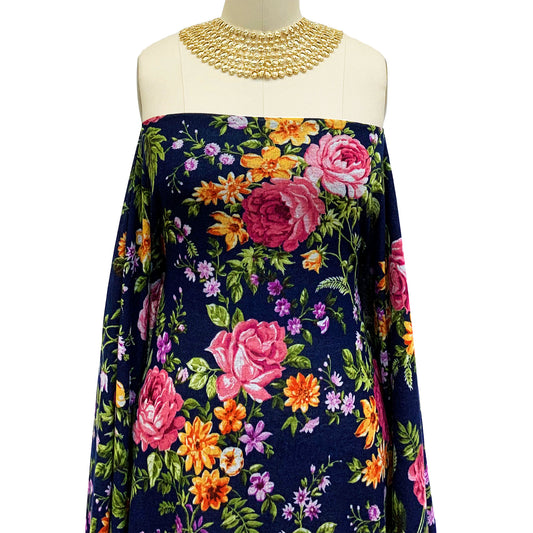 DP-1030-756-HC-NAVY-MAGENTA - PRINTED HACCI BRUSHED 97% POLY 3% SPANDEX