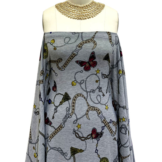 DP-1035-756-HC-HEATHERGREY-DEEP-ORCHID - PRINTED HACCI BRUSHED 97% POLY 3% SPANDEX