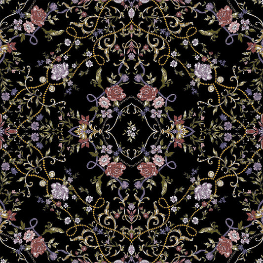 DP-1037-703-BLACK-MARSALA - PRINTED TWIST CREPE 92% POLY 8% SPANDEX