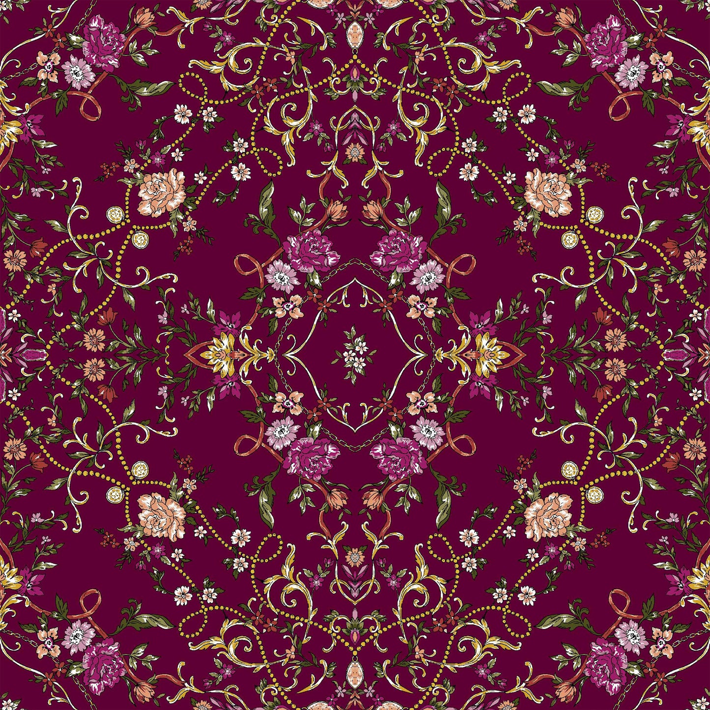 DP-1037-703-BURGUNDY-FUCHSIA - PRINTED TWIST CREPE 92% POLY 8% SPANDEX