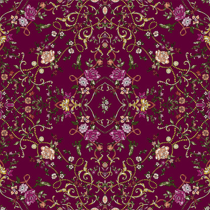 DP-1037-703-BURGUNDY-FUCHSIA - PRINTED TWIST CREPE 92% POLY 8% SPANDEX