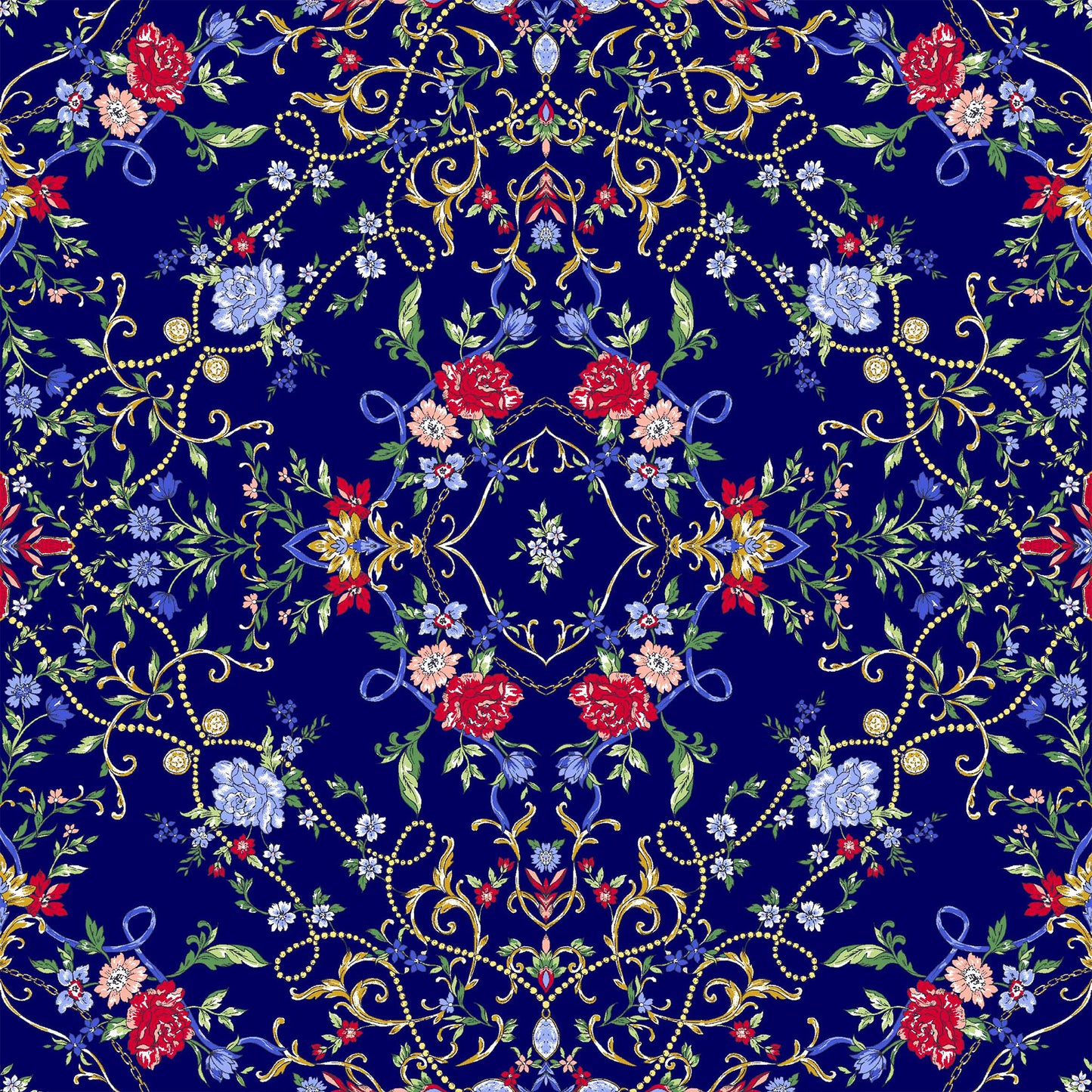 DP-1037-703-NAVY-RED - PRINTED TWIST CREPE 92% POLY 8% SPANDEX