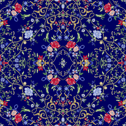 DP-1037-703-NAVY-RED - PRINTED TWIST CREPE 92% POLY 8% SPANDEX