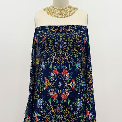 DP-1037-703-NAVY-RED - PRINTED TWIST CREPE 92% POLY 8% SPANDEX