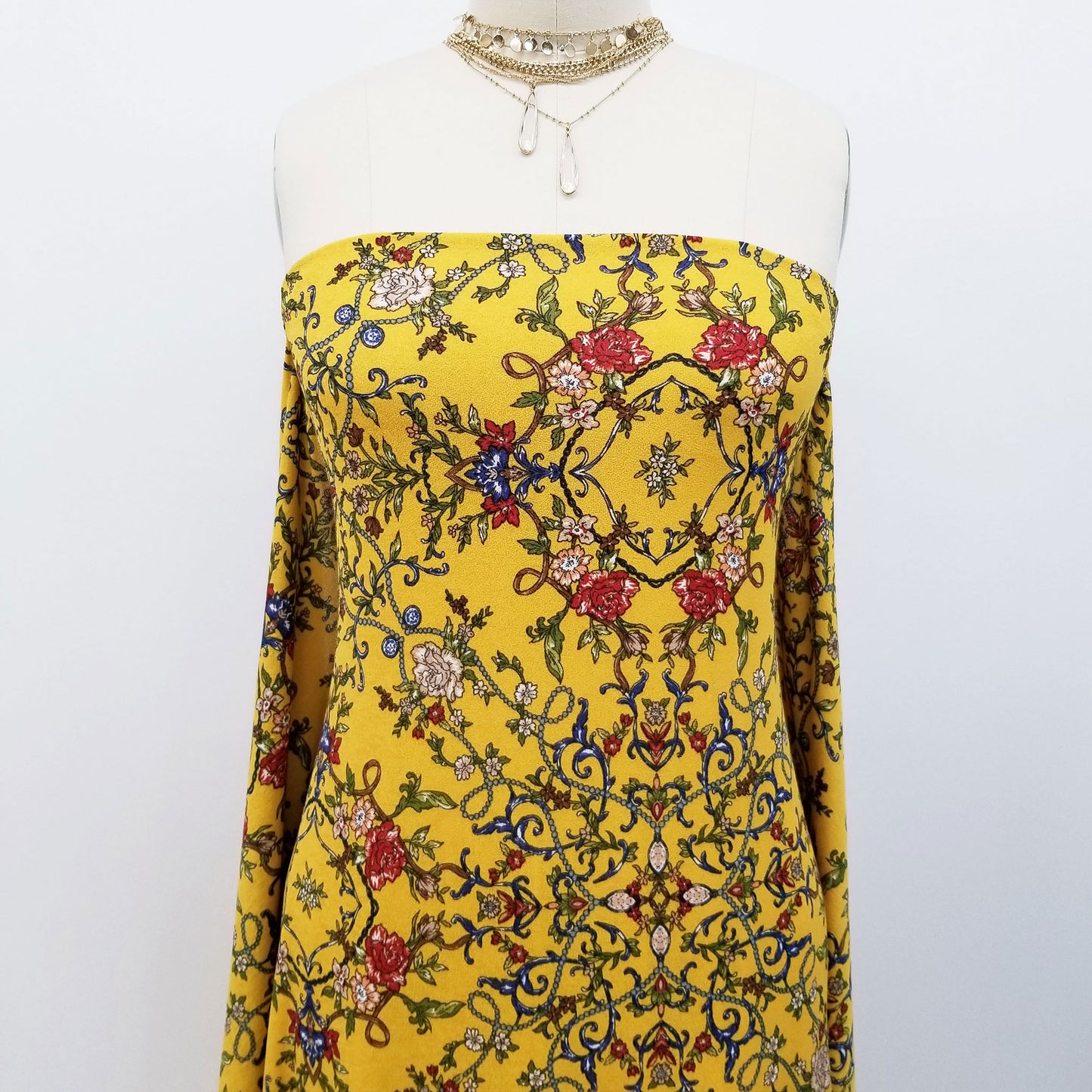 DP-1037-703-SUNNY-GOLD-SPICY-GINGER - PRINTED TWIST CREPE 92% POLY 8% SPANDEX