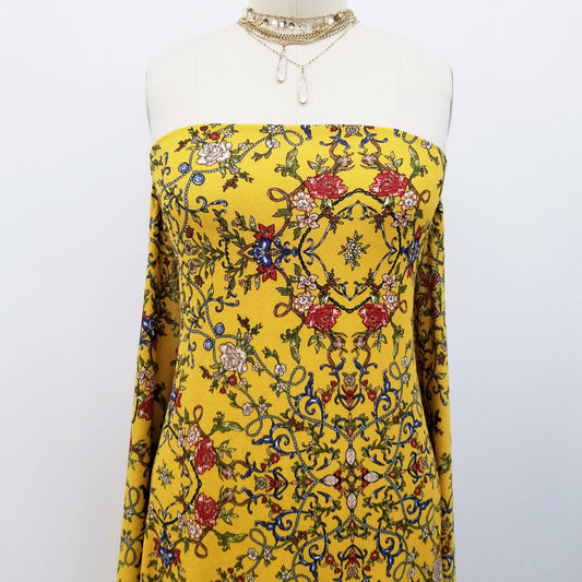DP-1037-703-SUNNY-GOLD-SPICY-GINGER - PRINTED TWIST CREPE 92% POLY 8% SPANDEX