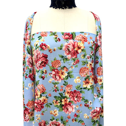 DP-1051-504-BLUE-HOT-PINK - PRINTED WOOL DOBBY 100% POLYESTER