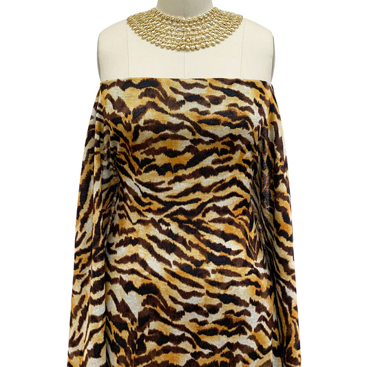 DP-1058-756-HC-HEATHERGRAY-GOLDEN-BROWN - PRINTED HACCI BRUSHED 97% POLY 3% SPANDEX