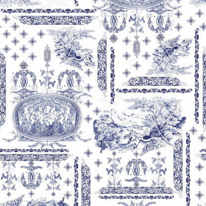 DP-1060-734-OFFWHITE-BLUE - PRINT WOOL PEACH 100% POLYESTER