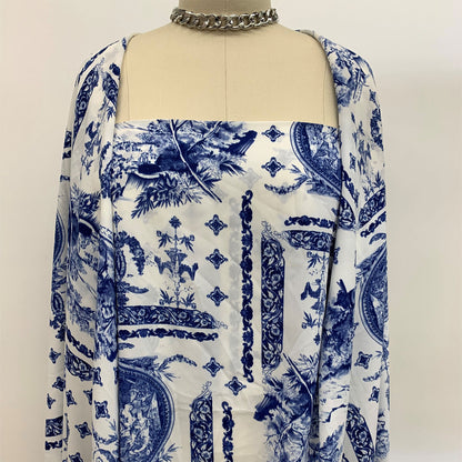 DP-1060-734-OFFWHITE-BLUE - PRINT WOOL PEACH 100% POLYESTER