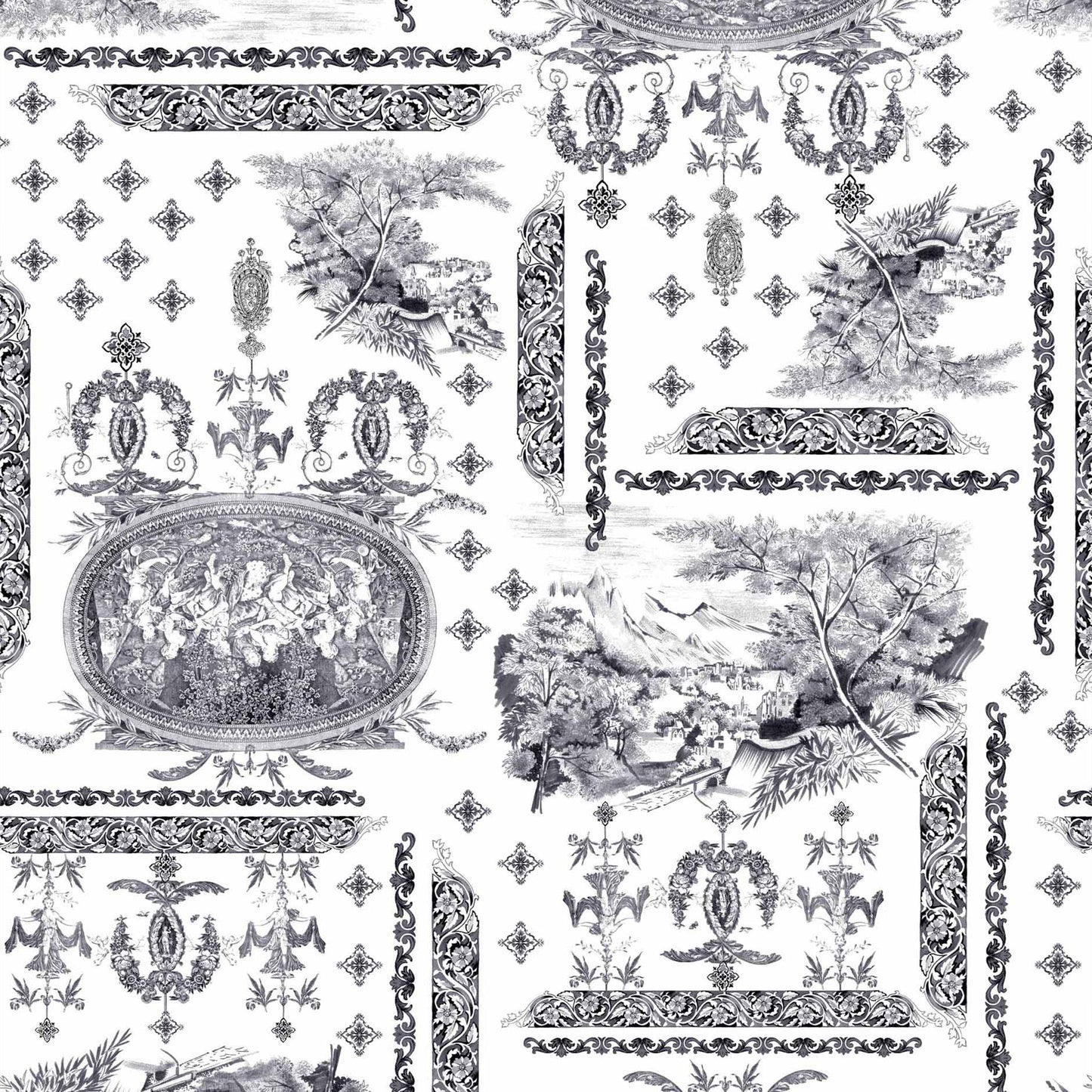 DP-1060-734-OFFWHITE-GREY - PRINT WOOL PEACH 100% POLYESTER