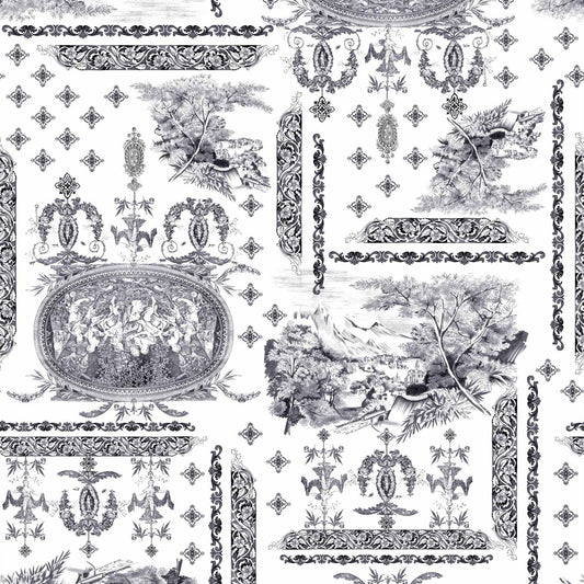 DP-1060-734-OFFWHITE-GREY - PRINT WOOL PEACH 100% POLYESTER