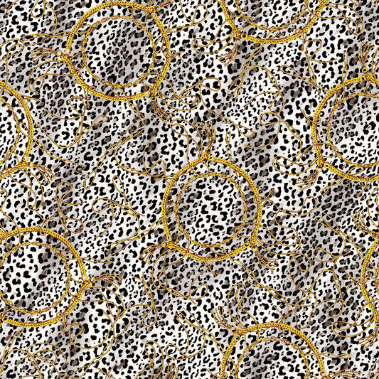 DP-1066-703-GREY-GOLD - PRINTED TWIST CREPE 92% POLY 8% SPANDEX