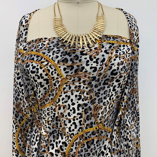 DP-1066-703-GREY-GOLD - PRINTED TWIST CREPE 92% POLY 8% SPANDEX