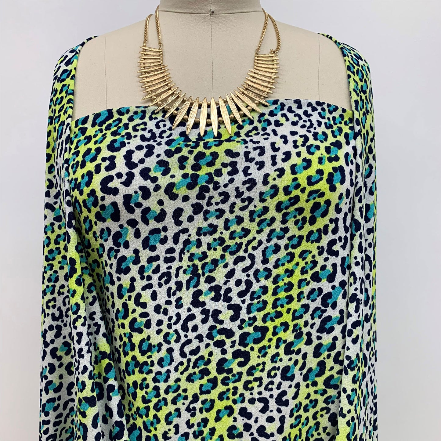 DP-1067-703-NAVY-CHARTREUSE - PRINTED TWIST CREPE 92% POLY 8% SPANDEX