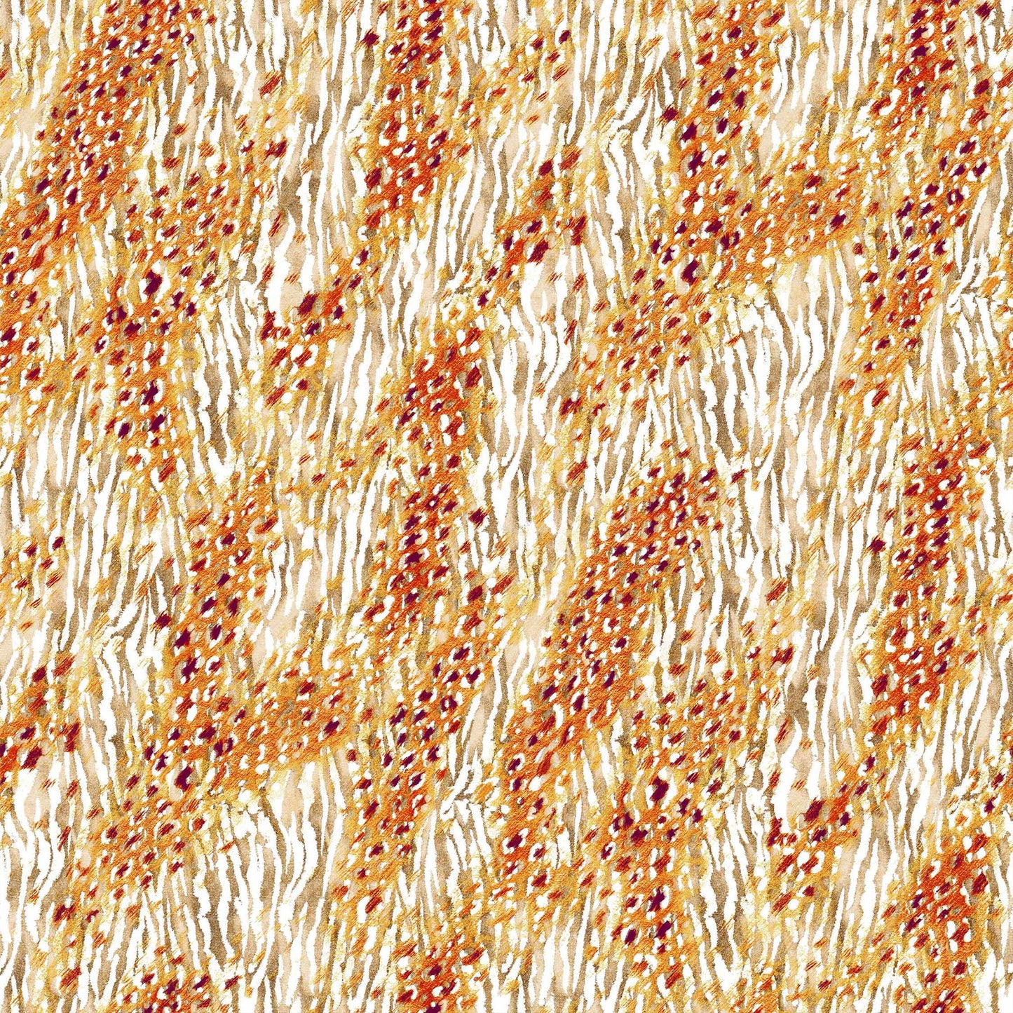 DP-1068-703-OFFWHITE-ORANGE - PRINTED TWIST CREPE 92% POLY 8% SPANDEX