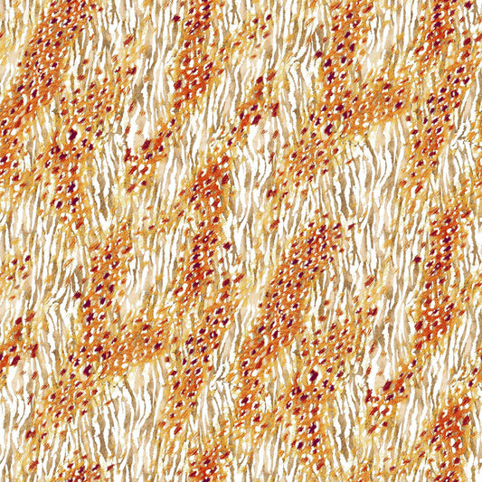 DP-1068-703-OFFWHITE-ORANGE - PRINTED TWIST CREPE 92% POLY 8% SPANDEX