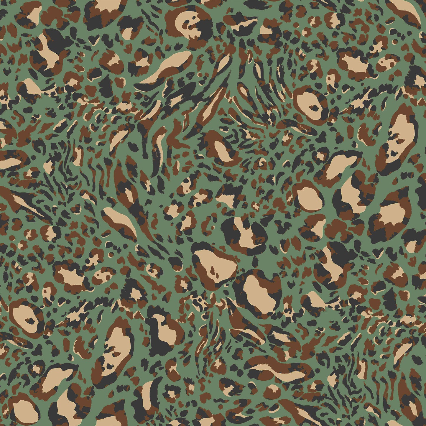 DP-1075-504-ARMY-GREEN-BROWN - PRINTED WOOL DOBBY 100% POLYESTER