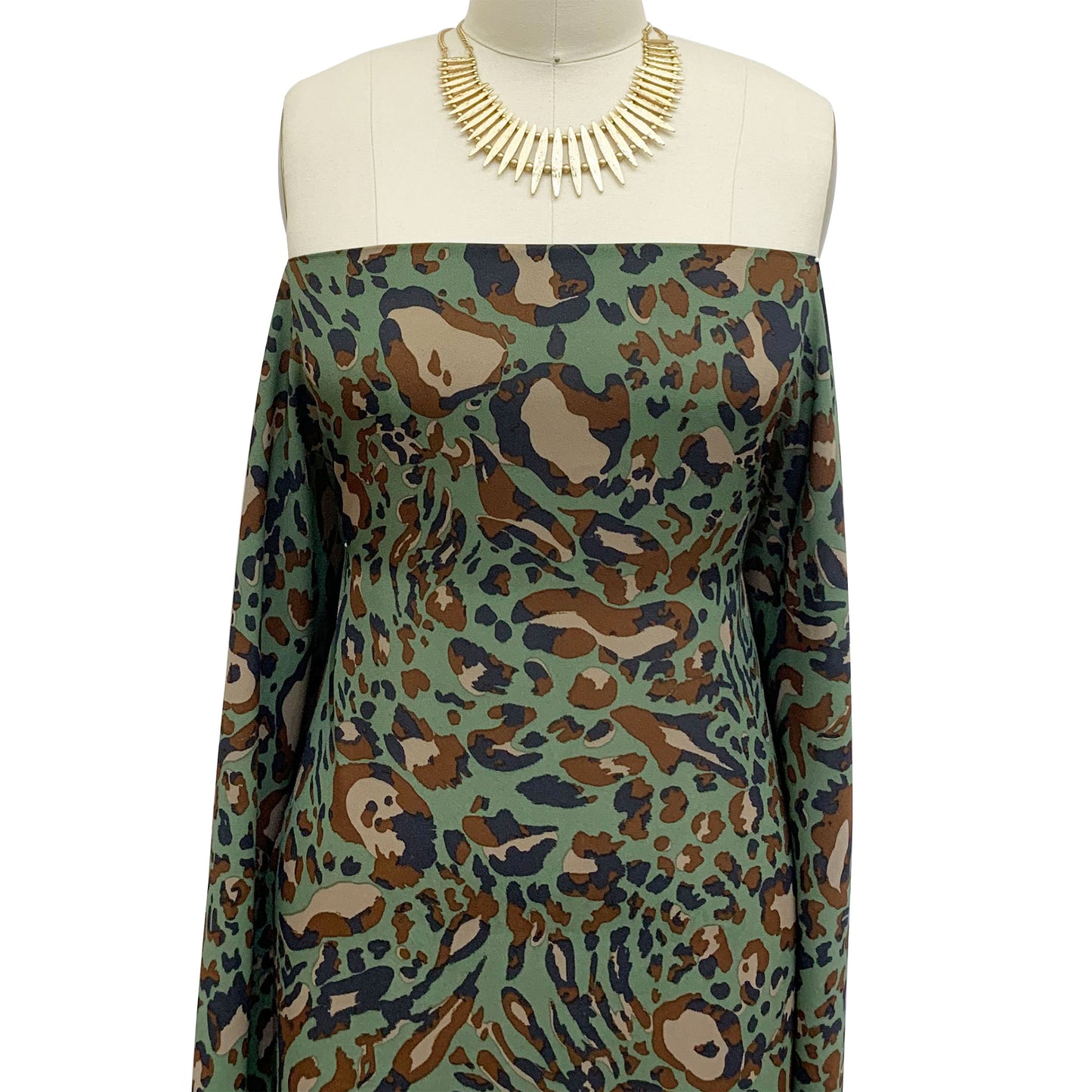 DP-1075-504-ARMY-GREEN-BROWN - PRINTED WOOL DOBBY 100% POLYESTER