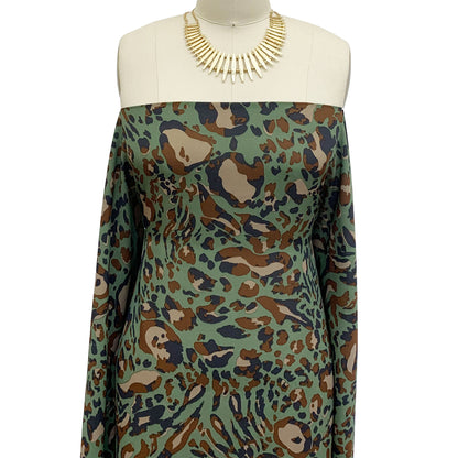DP-1075-504-ARMY-GREEN-BROWN - PRINTED WOOL DOBBY 100% POLYESTER