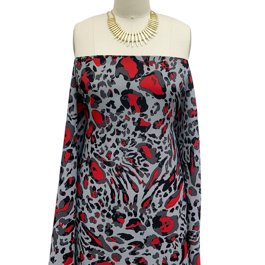 DP-1075-504-GREY-RED - PRINTED WOOL DOBBY 100% POLYESTER