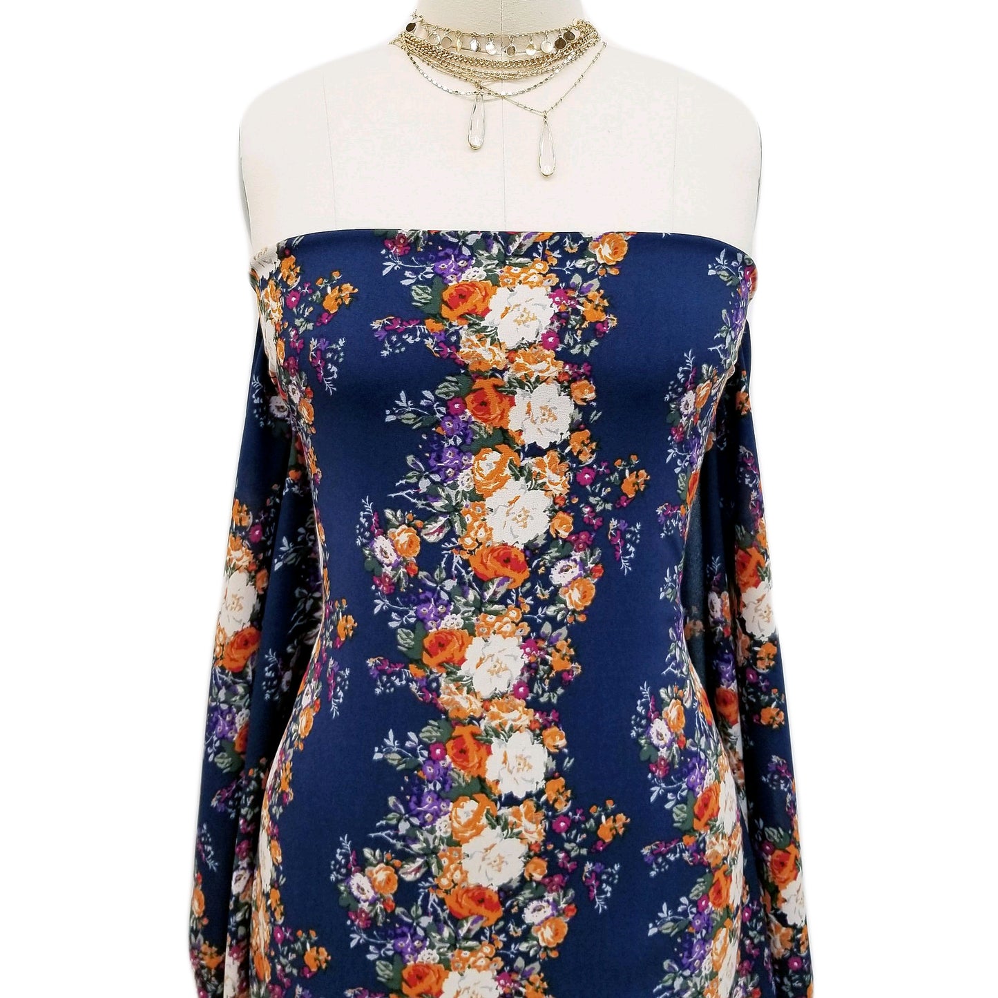 DP-109-NOHELIA-NAVY-MUSTARD - PRINTED NOHELIA 96%POLY 4%SPANDEX